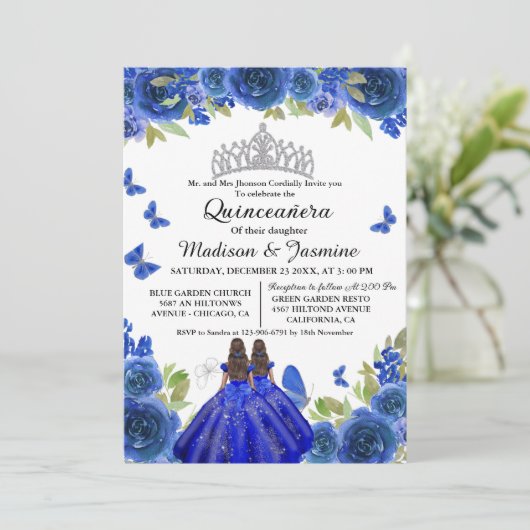 ブルー王室のフローラバタフライツインキンセアニェラ 招待状 (スタンド正面)