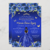 ブルー王室のフローラバタフライプリンセスキンセアニェラ 招待状 (正面/裏面)