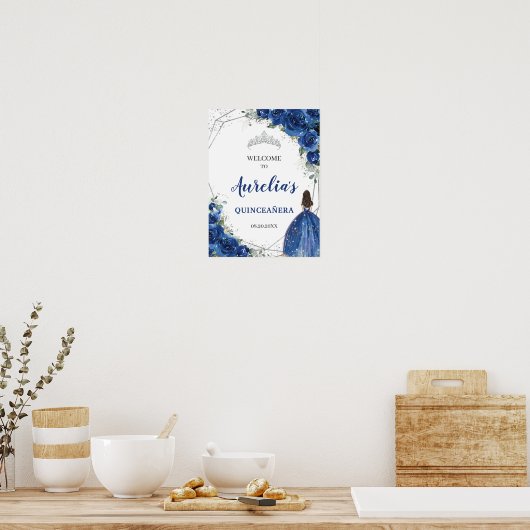 ブルー王室のフローラバラシルバーキンセニェラウェルカム ポスター (キッチン)