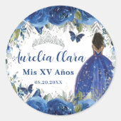 ブルー王室のフローラバラブラウンプリンセスシルバーXV ラウンドシール (正面)