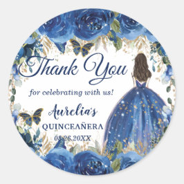 ブルー王室のフローラバラ蝶プリンセス好意 ラウンドシール