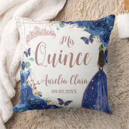 ブルー王室のフローラバラ金ゴールドキンセアニェラプリンセス クッション