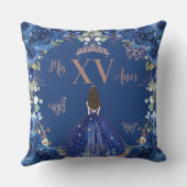 ブルー王室のフローラバラ金ゴールドキンセアニェラプリンセス クッション (裏面)