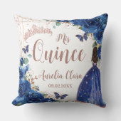 ブルー王室のフローラバラ金ゴールドキンセアニェラプリンセス クッション (正面)