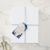 ブルー王室のフローラパリ金ゴールドキンセアニラ誕生日 ギフトタグ (より糸付き)