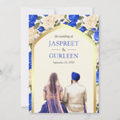 ブルー王室のフローラパンジャビアナンドKarajシーク結婚ズ 招待状 (正面)