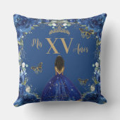 ブルー王室のフローラブラウンプリンセスキンセアニェラXV クッション (裏面)