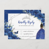 ブルー王室のフローラブラウンプリンセスキンセアニラXV 16 出欠カード (正面/裏面)