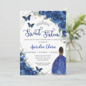 ブルー王室のフローラブラウンプリンセススウィート16誕生日 招待状 (スタンド正面)