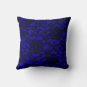 ブルー王室のフローラブラックレース装飾用クッション クッション (裏面)