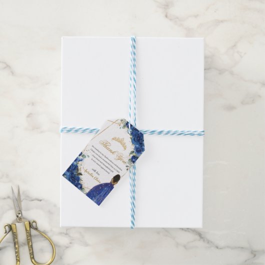 ブルー王室のフローラプリンセスキンセアニラ誕生日 ギフトタグ (より糸付き)