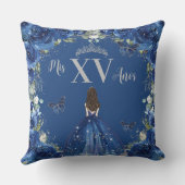 ブルー王室のフローラプリンセスシルバーキンセニェラ クッション (裏面)