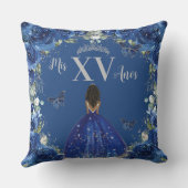 ブルー王室のフローラプリンセスシルバーキンセニェラXV クッション (裏面)