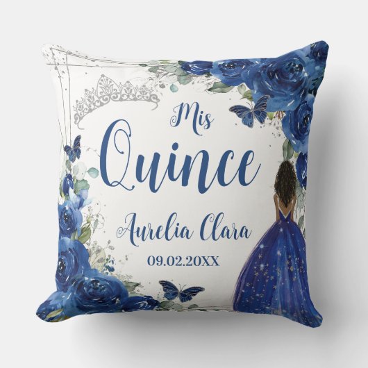 ブルー王室のフローラプリンセスシルバーキンセニェラXV クッション (正面)