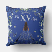 ブルー王室のフローラプリンセスシルバー15キンセアニラ クッション (裏面)