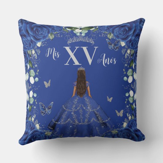 ブルー王室のフローラプリンセスシルバー15キンセアニラ クッション (裏面)