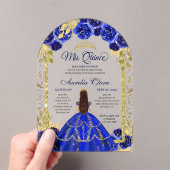 ブルー王室のフローラプリンセス金ゴールドアーチキンセアニェラ アクリル招待状 (インサイチュ (ポータブル))