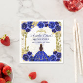 ブルー王室のフローラプリンセス金ゴールドアーチキンセアニェラ スタンダードカクテルナプキン (インサイチュ)