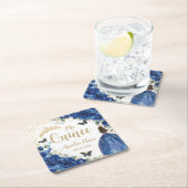 ブルー王室のフローラプリンセス金ゴールドキンセアニラ16 15 スクエアペーパーコースター (インサイチュ)