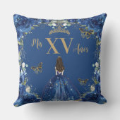 ブルー王室のフローラプリンセス金ゴールドキンセアニラ クッション (裏面)