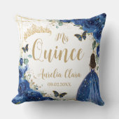 ブルー王室のフローラプリンセス金ゴールドキンセアニラ クッション (正面)