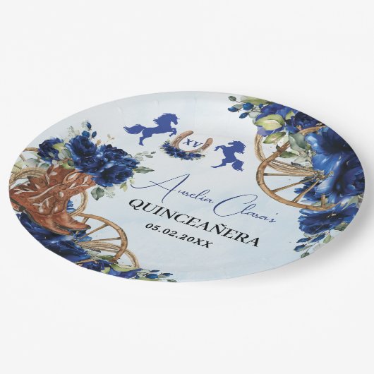 ブルー王室のフローラワイルドウエストチャロキンセニェラXV ペーパープレート (アングル)