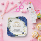 ブルー王室のフローラ蝶金ゴールドキンセアニラ16 ペーパープレート (パーティー)