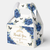 ブルー王室のフローラ蝶XV 16誕生日ゲーブル フェイバーボックス (裏面)