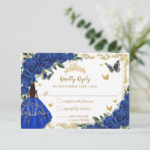 ブルー王室のフローラ金ゴールドキンセアニラブラウンプリンセス 出欠カード (スタンド正面)