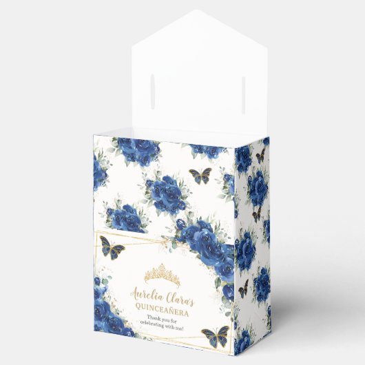 ブルー王室のフローラ金ゴールドキンセアニラ16蝶 フェイバーボックス (オープン)