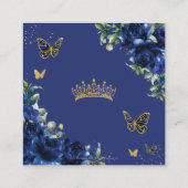 ブルー王室のフローラ金ゴールドキンセアニラ16 QRコードRSVP エンクロージャーカード (裏面)