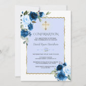 ブルー王室のフローラ金ゴールドクロストボーイ確認 招待状 (正面)