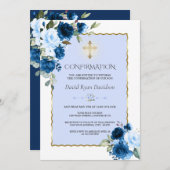 ブルー王室のフローラ金ゴールドクロストボーイ確認 招待状 (正面/裏面)