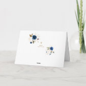 ブルー王室のフローラ金ゴールドフレームクロスボーイバプテスマ サンキューカード (裏面)