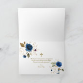 ブルー王室のフローラ金ゴールドフレームクロスボーイバプテスマ サンキューカード (内部)