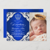 ブルー王室のプリンスバプテスマ招待状 招待状 (正面/裏面)