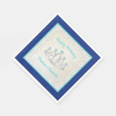 ブルー王室のプリンセスティアラ誕生日ペーパーナプキン スタンダードランチョンナプキン (角)