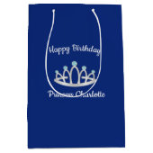 ブルー王室のプリンセスティアラ誕生日ミディアムギフト ミディアムペーパーバッグ (正面)