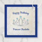 ブルー王室のプリンセスティアラ誕生日メッセージカード フェイバータグ (裏面)