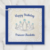 ブルー王室のプリンセスティアラ誕生日メッセージカード フェイバータグ (正面)