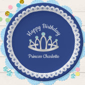 ブルー王室のプリンセスティアラ誕生日紙プレート ペーパープレート