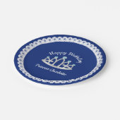 ブルー王室のプリンセスティアラ誕生日紙プレート ペーパープレート (アングル)