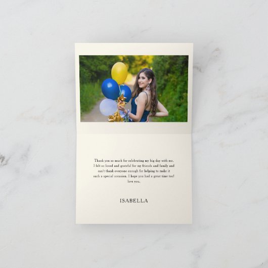 ブルー王室のプリンセスドレスティアラキンセアニェラ写真 サンキューカード (内部)