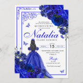 ブルー王室のプリンセス&バタフライキンセアニラ 招待状 (正面/裏面)