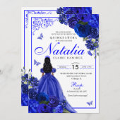 ブルー王室のプリンセス&バタフライキンセアニラ 招待状 (正面/裏面)