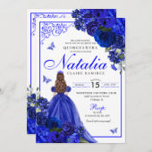 ブルー王室のプリンセス&バタフライキンセアニラ 招待状 (正面/裏面)