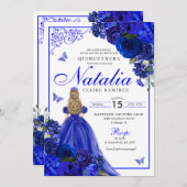 ブルー王室のプリンセス&バタフライキンセアニラ 招待状 (正面/裏面)