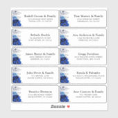 ブルー王室のホワイトシルバーの結婚ゲストアドレスStic シール (シート)