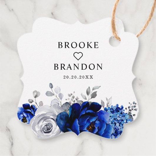 ブルー王室のホワイトシルバーフローラありがとう フェイバータグ (裏面)