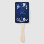 ブルー王室のホワイトシルバーフローラ結婚式 プログラム ハンドファン (正面)